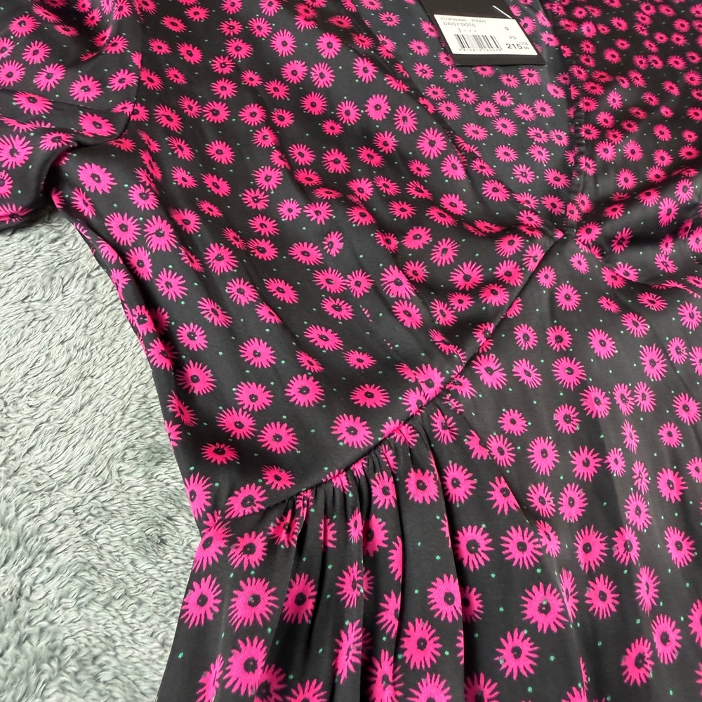 The Kooples Daisy Dots Peplum V-Neck Long Sleeve Blouse Top Black Pink Size L - Picture 5 of 8